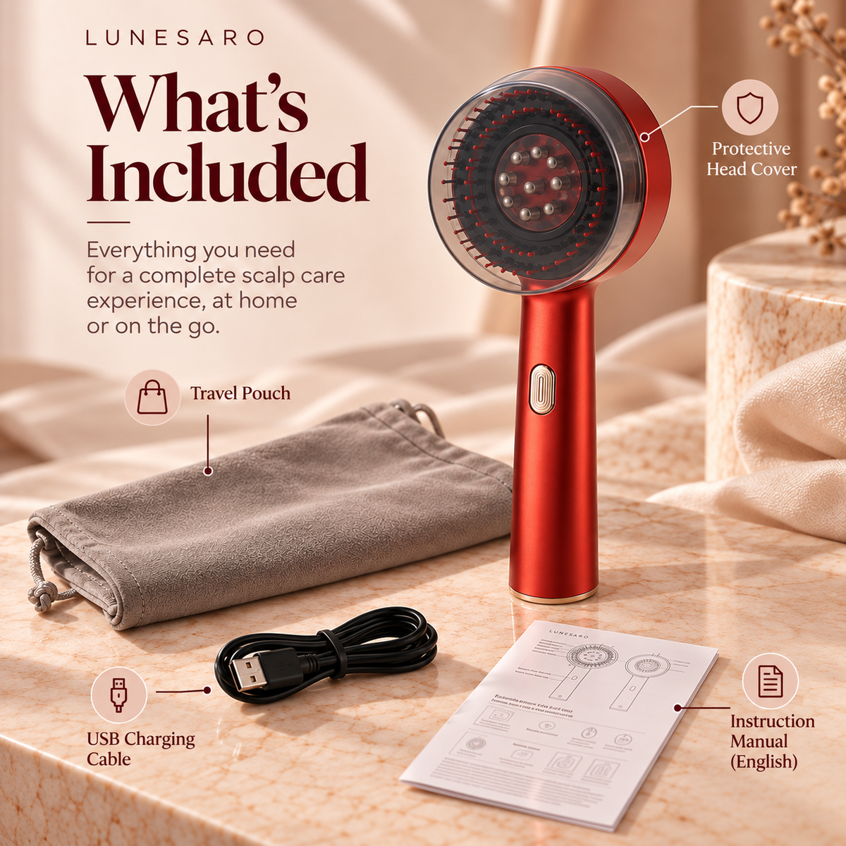 Lunesaro Scalp Care Comb 3-in-1
